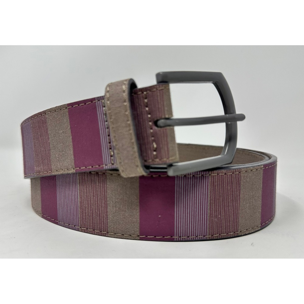 Cuater TravisMathew Mens Striped Belt Burgundy Purple Tan Canvas Size 42 48in